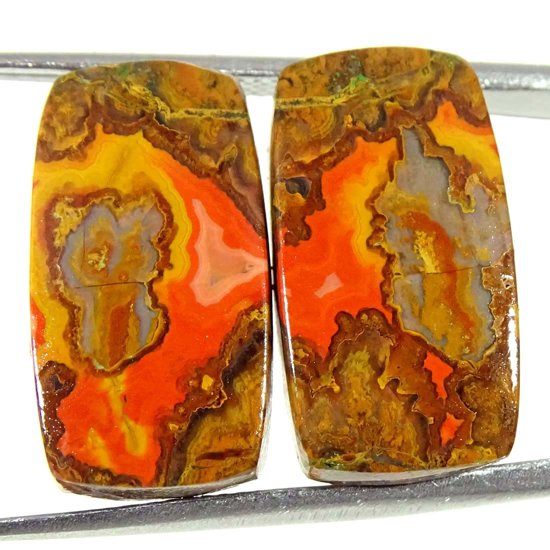 20.50Cts Natural Moroccan Seam Agate Pair Cushion Cabochon Loose Gemstone