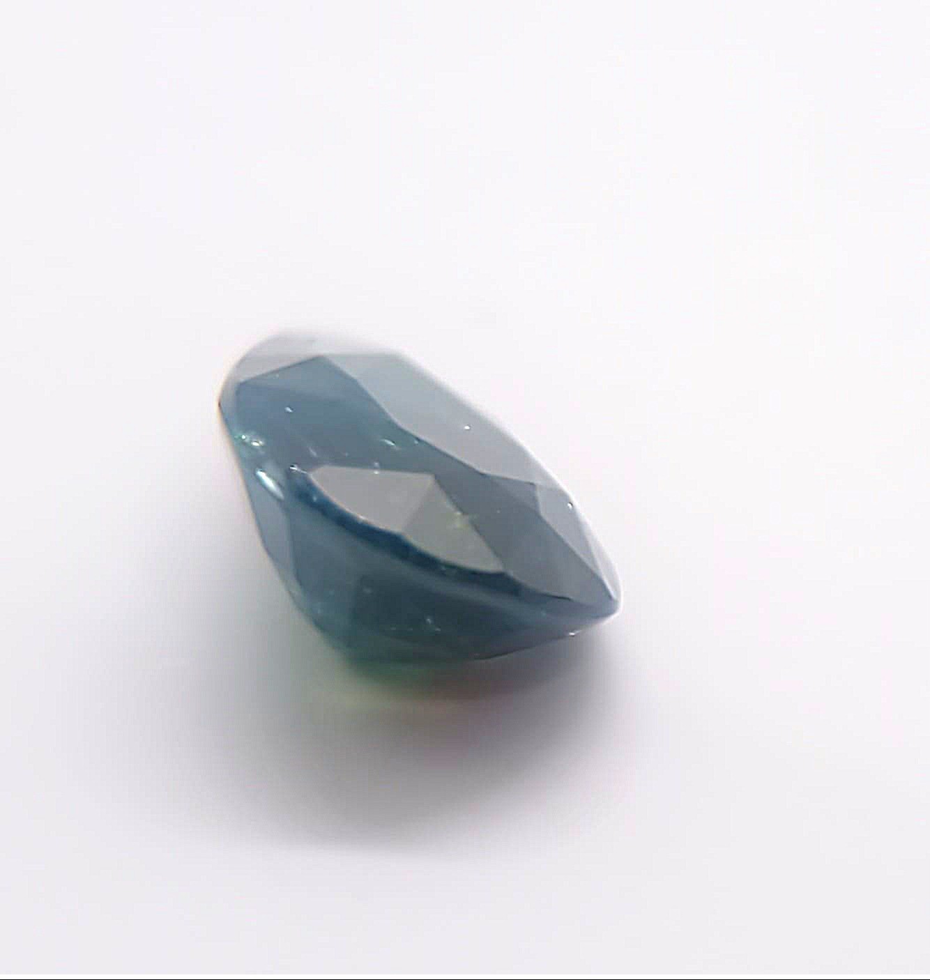 AUSTRALIAN OCEAN DEEP NAVY BLUE-Green SAPPHIRE 1.36ct Pear Tasmanian Plant Insid
