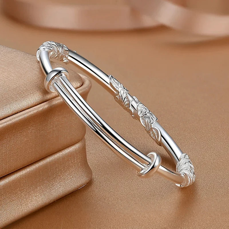 925 Sterling Silver Flower Bracelet Women Adjustable Luxury Party Jewelry