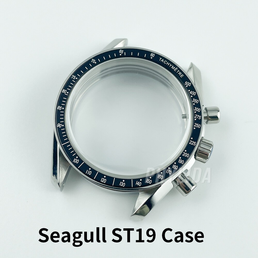 40mm Chronograph Moon Watch Case Sapphire Crystal for ST1901 ST1902 Movement