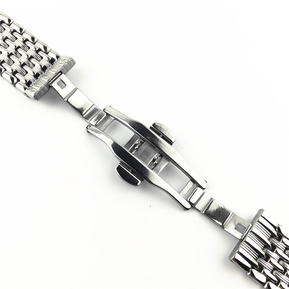 Ultra-thin Solid Stainless Steel Strap Premium Butterfly Clasp Watch Band12-22mm