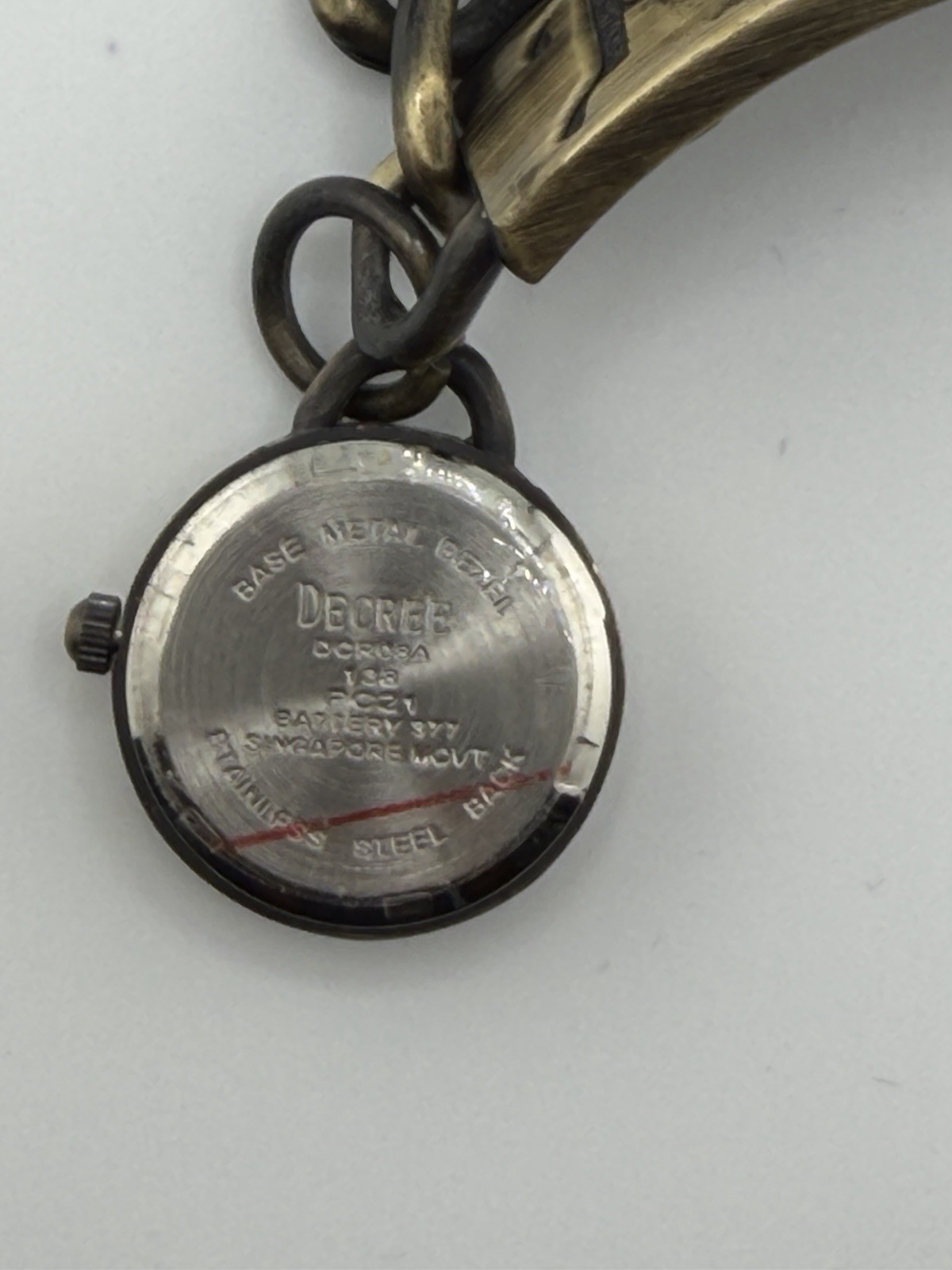 7 Decree Antique Brass-Tone Charm Watch Bracelet with new battery 1100