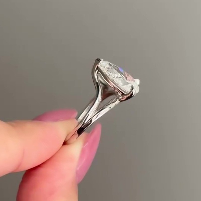 1.90 CT Pear Cut Moissanite Solitaire Engagement Ring In 14k White Gold Plated