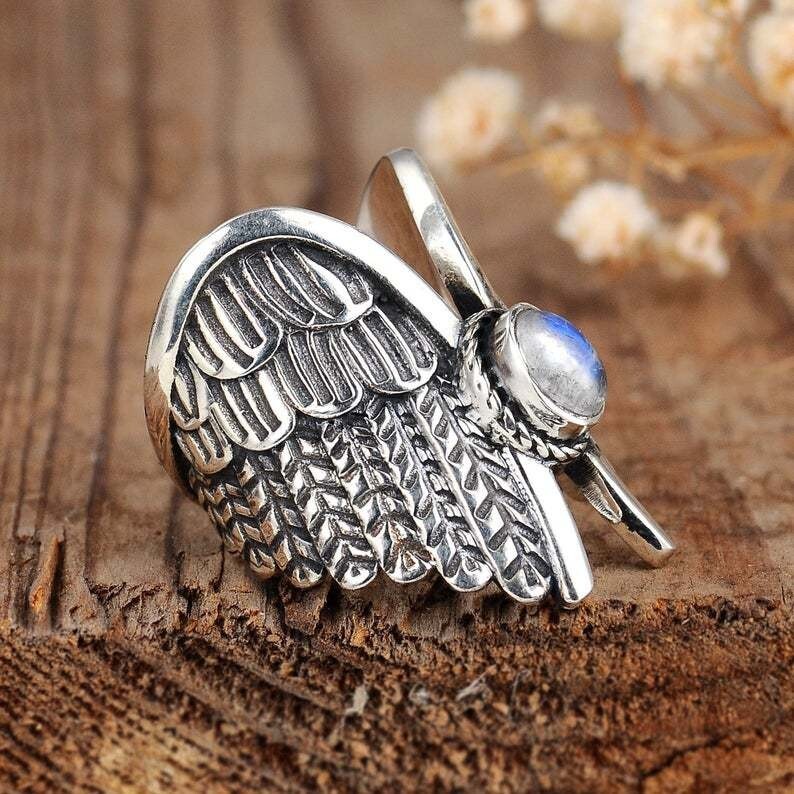 Gift For Girlfriend 925 Silver plated Aesthetic Old Victorian Elongated Ring