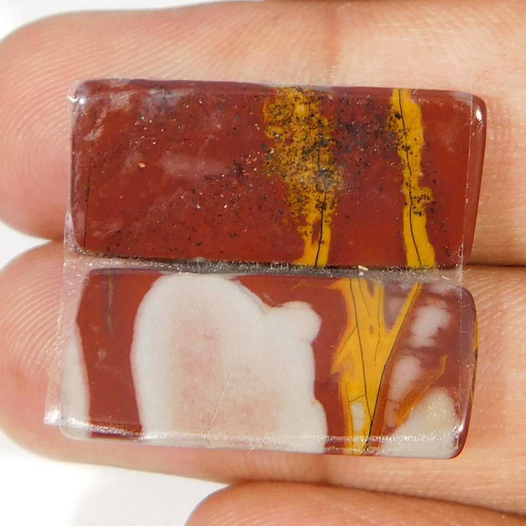 Wholesale 23.60Cts. Natural Red Noreena Jasper Pair Cushion Cabochon Gemstone