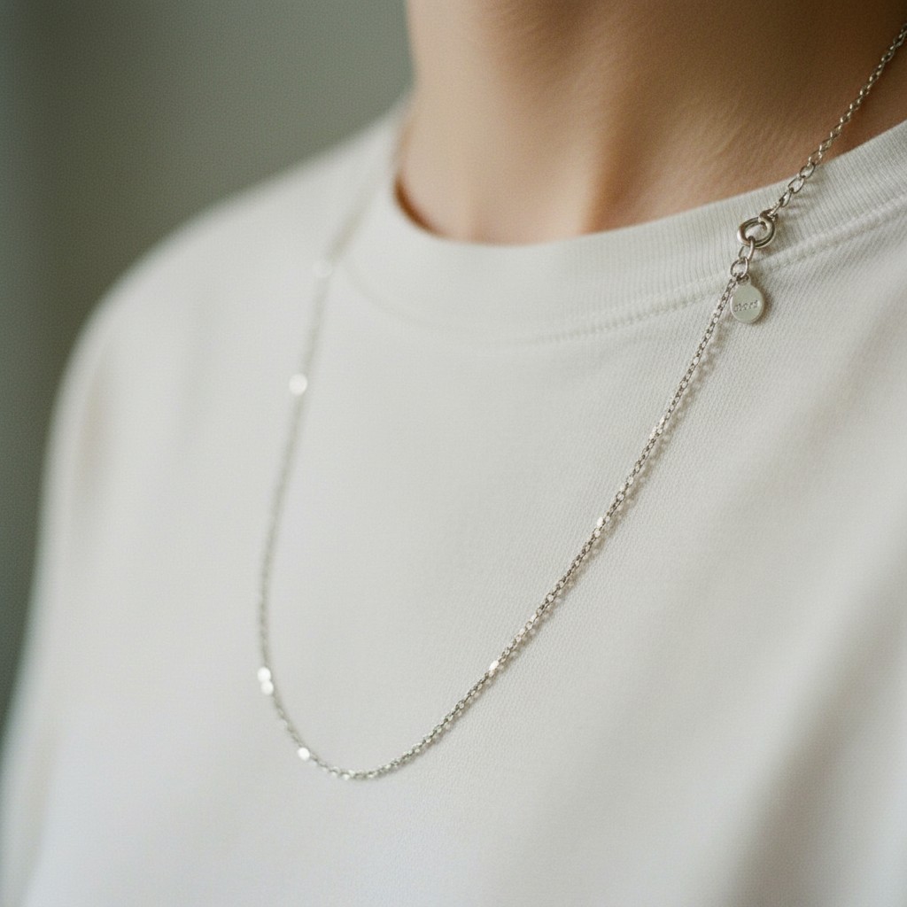 925 Sterling Silver Thin Link Chain 18.0″ Handmade Single Piece Unisex M0122