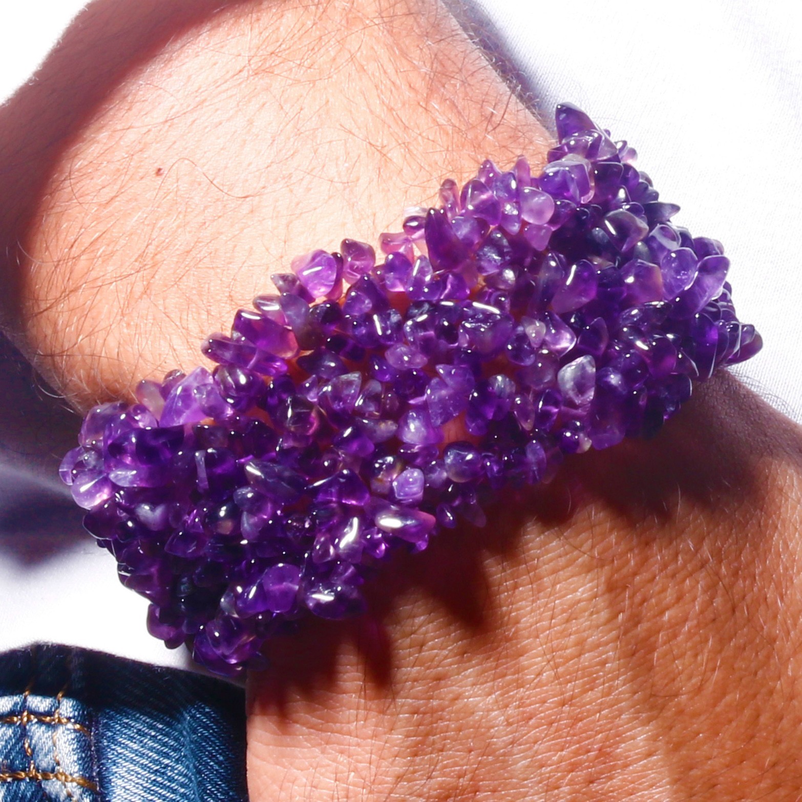 Natural Gemstone Chip Stretch Bracelet 7.5″ Multi Strand Choose Stone