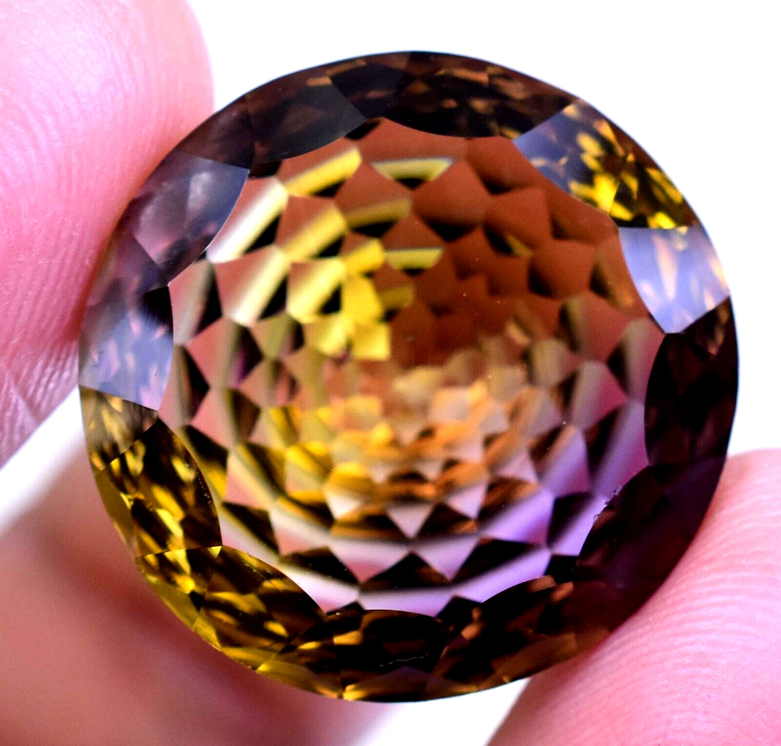 Flawless Natural Bi-Color Ametrine 24.75 Ct Round Certified Untreated Gemstone