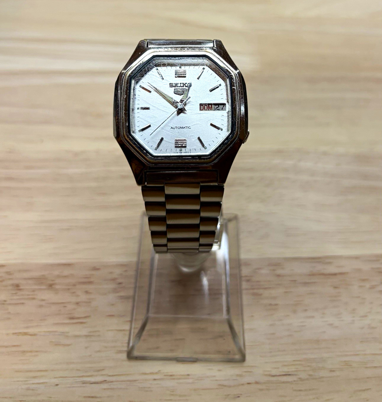 Vintage 1986 Seiko 5 Automatic 7009-5830 Watch | White Dial | Day-Date | Runs
