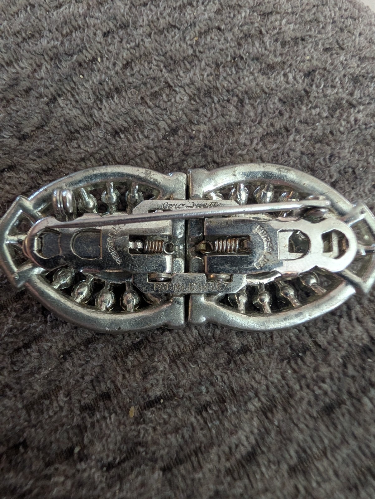 Coro Duette rhinestone brooch with a convertible design