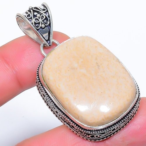 Natural Picture Mookaite Gemstone 925 Silver Plated Jewelry Pendant 2.0″ M1476