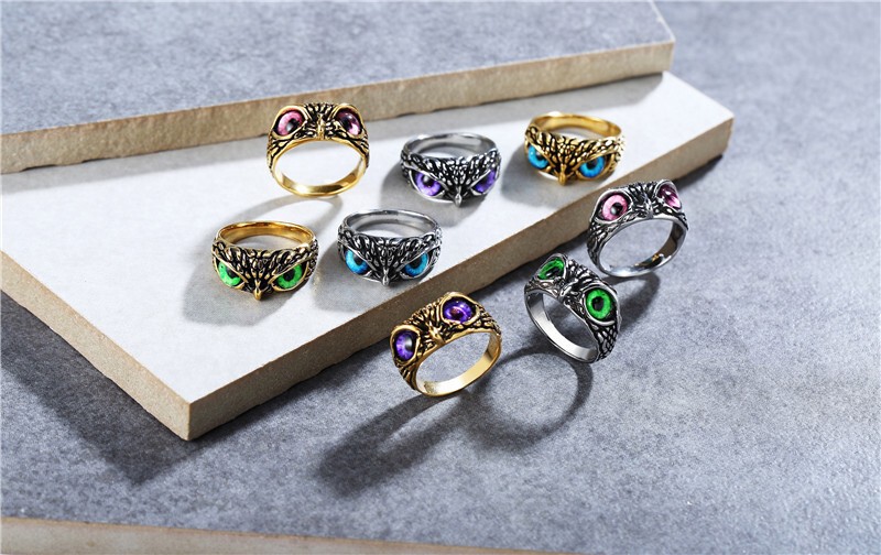 Eye Owl Finger Ring Men Women Retro Animal Stainless Steel Teen Boy Girl Jewelry