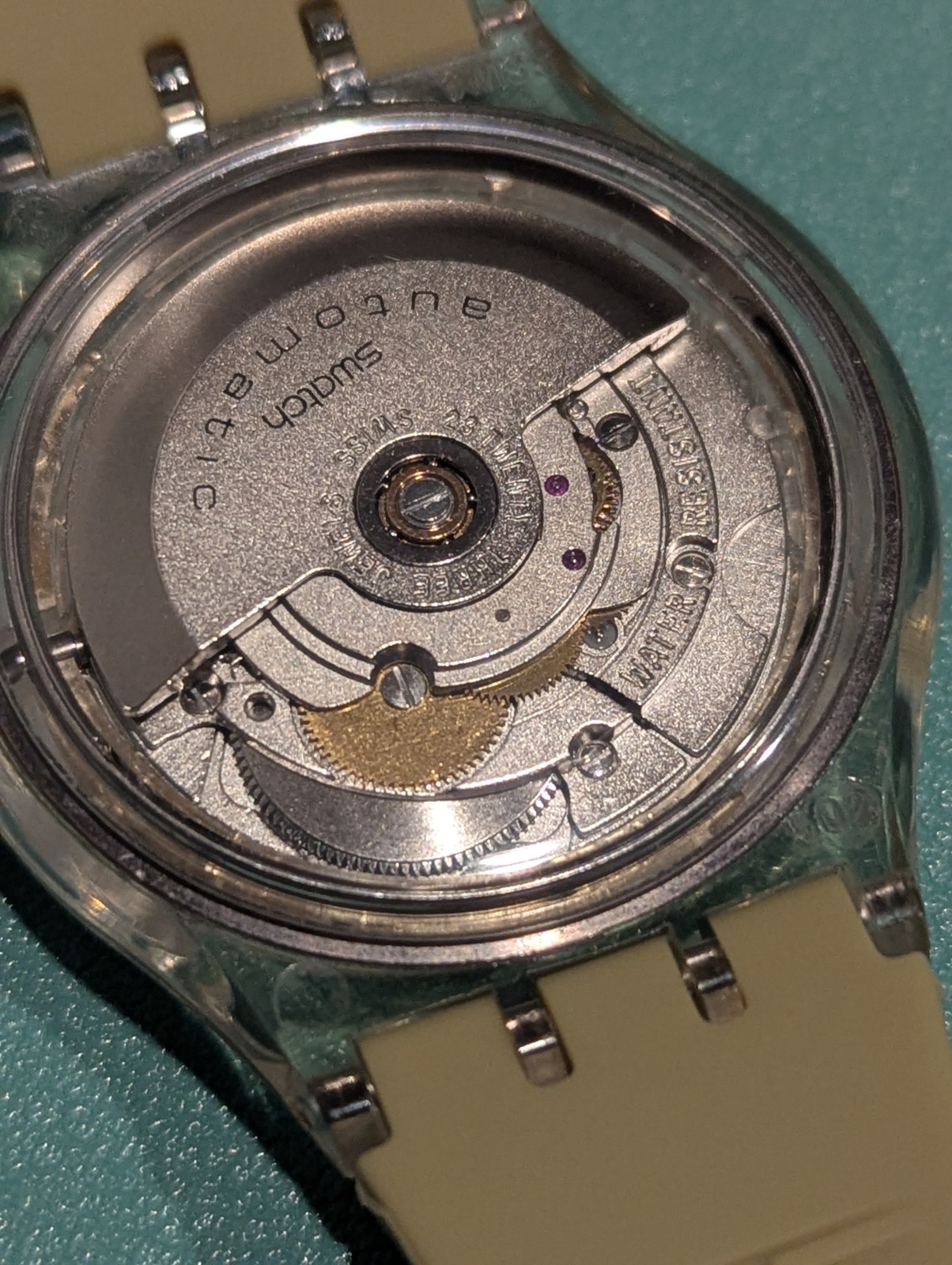1995 Swatch Automatic 36mm Hidden View Sak117 Original Strap Runs & Keeps Time