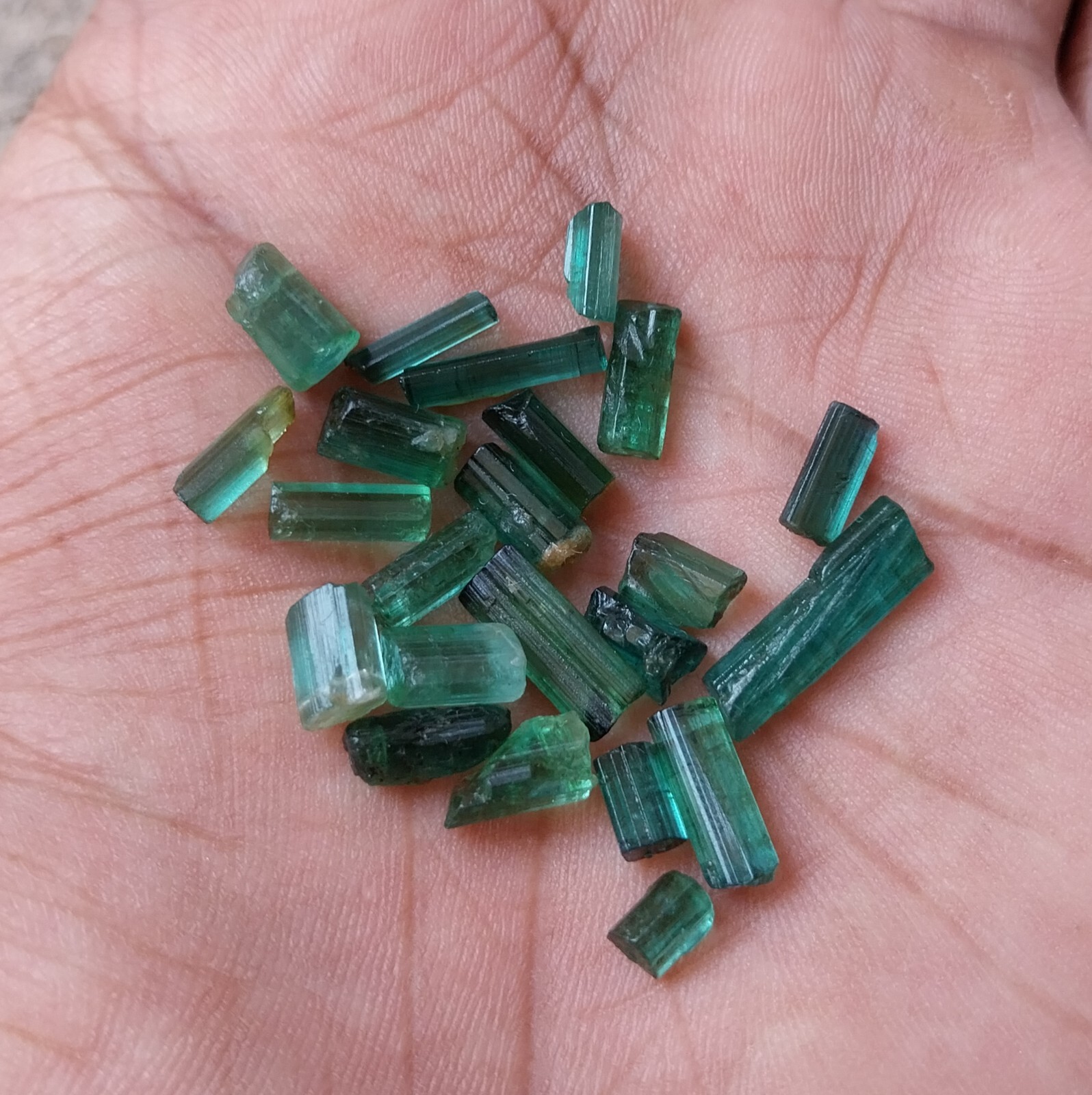 24 Carat Natural Greenish Blue Color Tourmaline Rough Pencil 23 PCS Lot