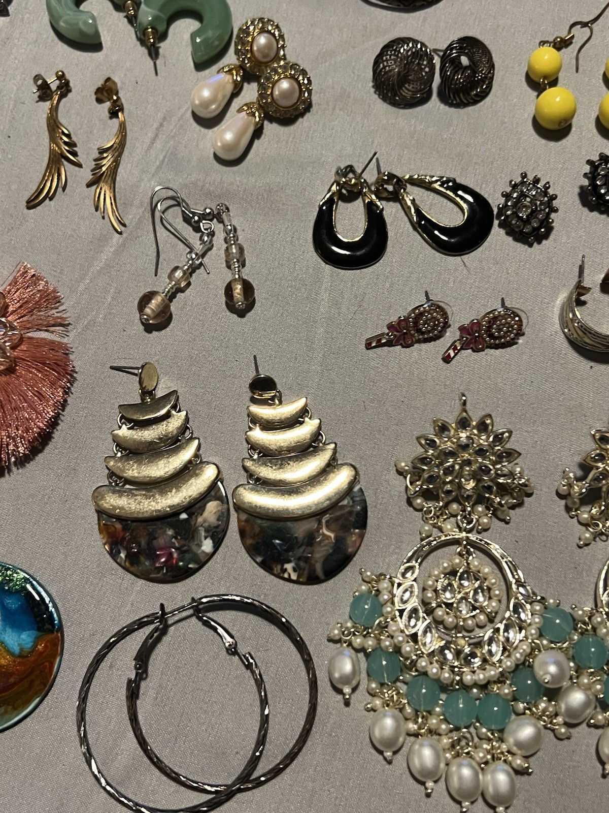 Earring and Ring Lot 1LB 3.6OZ 69 Items New And Used