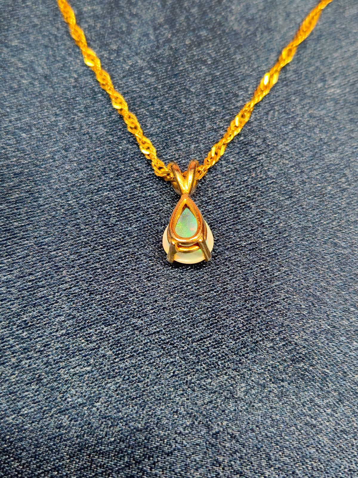 9X7 mm Pear-Shaped Opal Pendant in 14K Yellow Gold