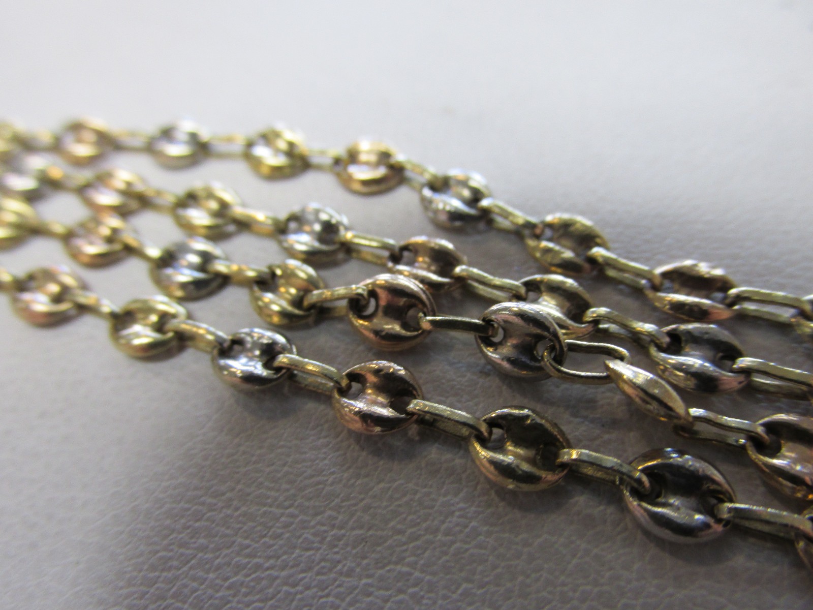 18k Solid Tri Color Gold Anchor Link Necklace 20.5 in. for Him / Her NO RESERVE