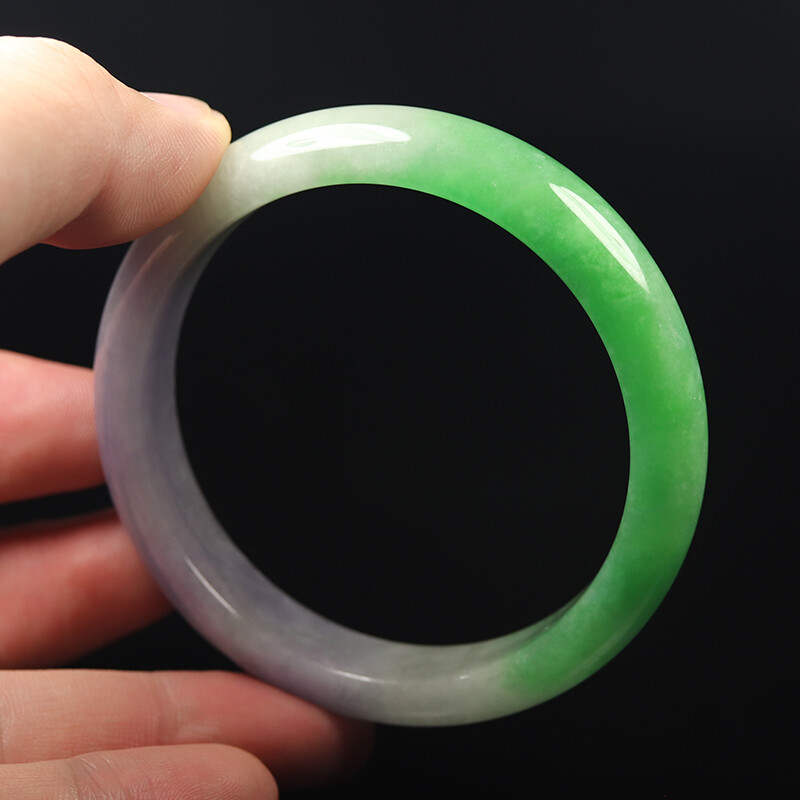 59mm Lavender Purple Green Jadeite Jade Bangle Bracelet Burma Jadeite 12511
