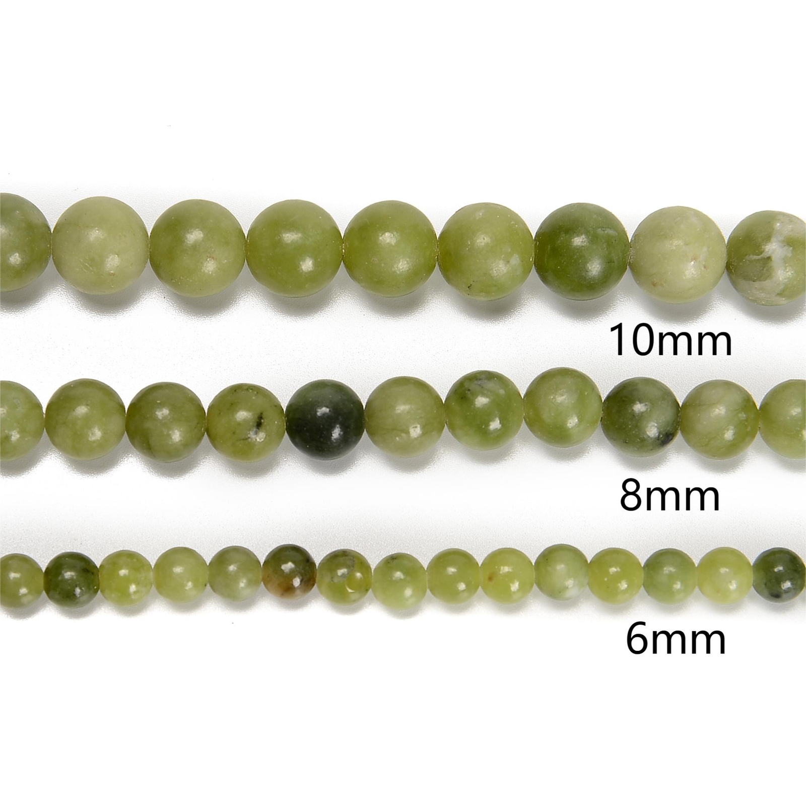 Natural Chinese Green Jade Smooth Round Beads Size 4mm – 12mm 15.5” Strand