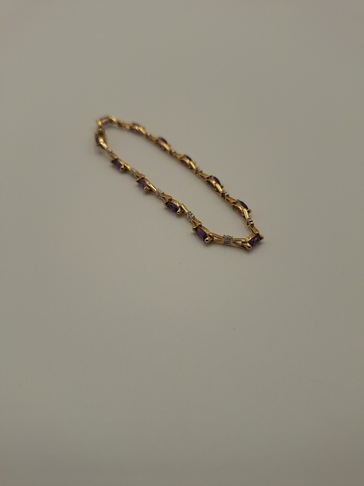 10 K Yellow Gold And Amethyst Bracelet Trio 10.4 Grams Total Weight