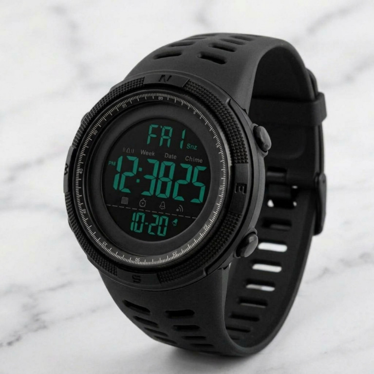Men’s Digital Watch Army Military Sport Digital Black Silicone Strap Wristwatch