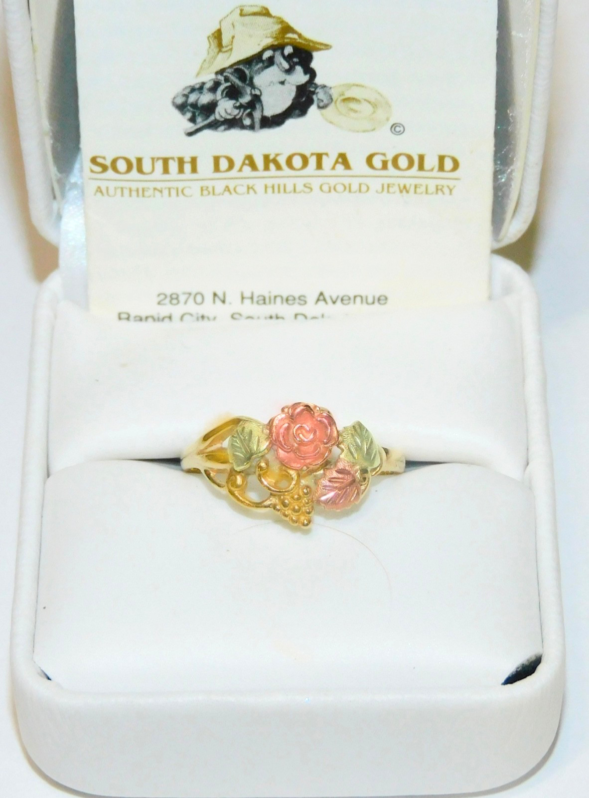 Black Hills Gold 10k Dakota Rose Leaves Ring Size 8 1/2