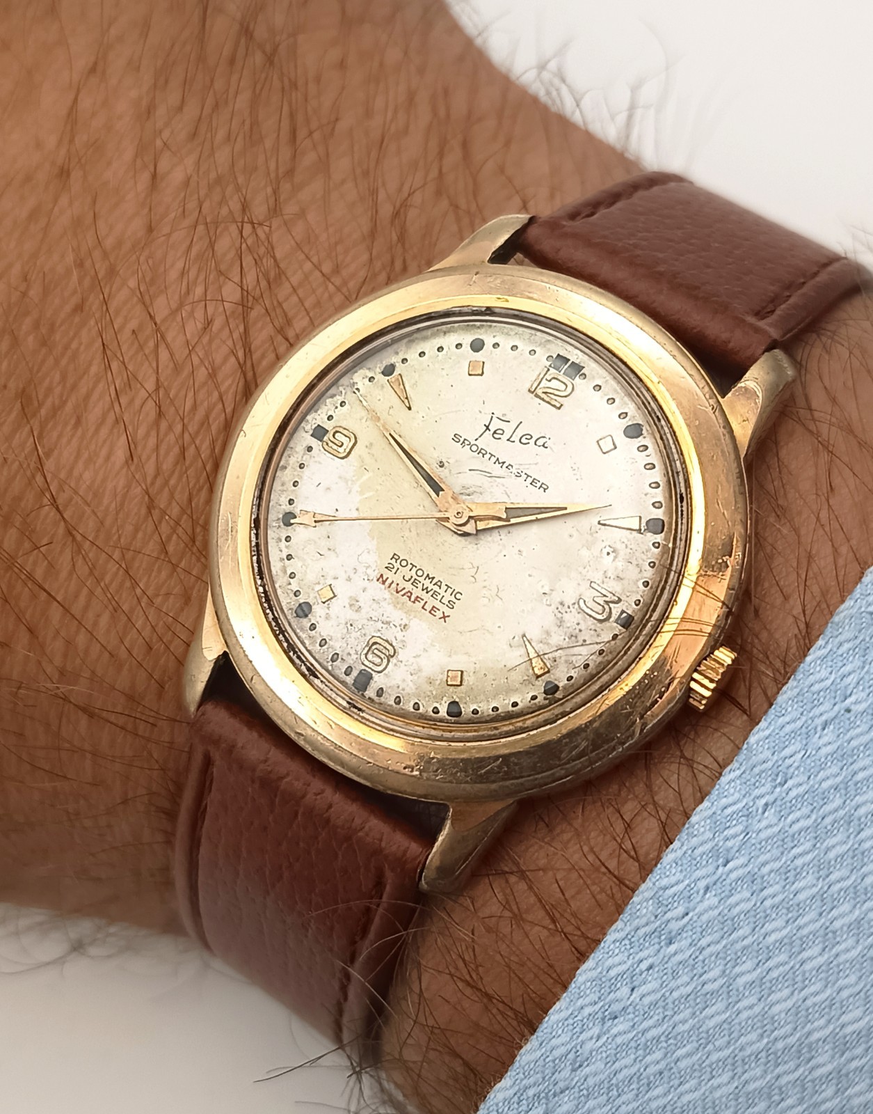 Vintage Felca Sportmaster Rotomatic 21 Jewels AS1361N Automatic Tropical Dial