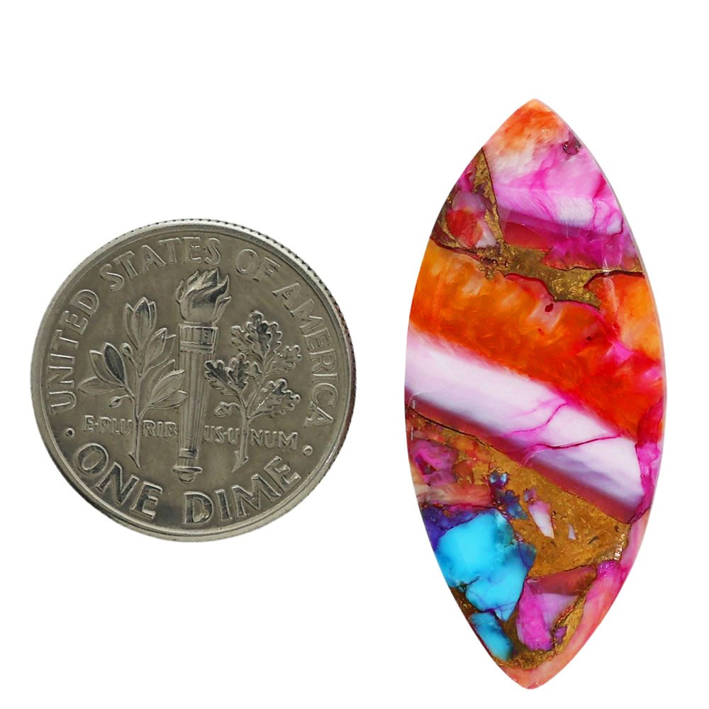 Kingman Orange Dahlia Turquoise 14.5×32.45×3.7 mm Marquise Gemstone LS78-06863
