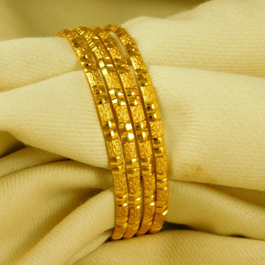Bollywood Women 4PCs Bangle Set 18K Gold Plated Bracelsts Traditional Jewelry