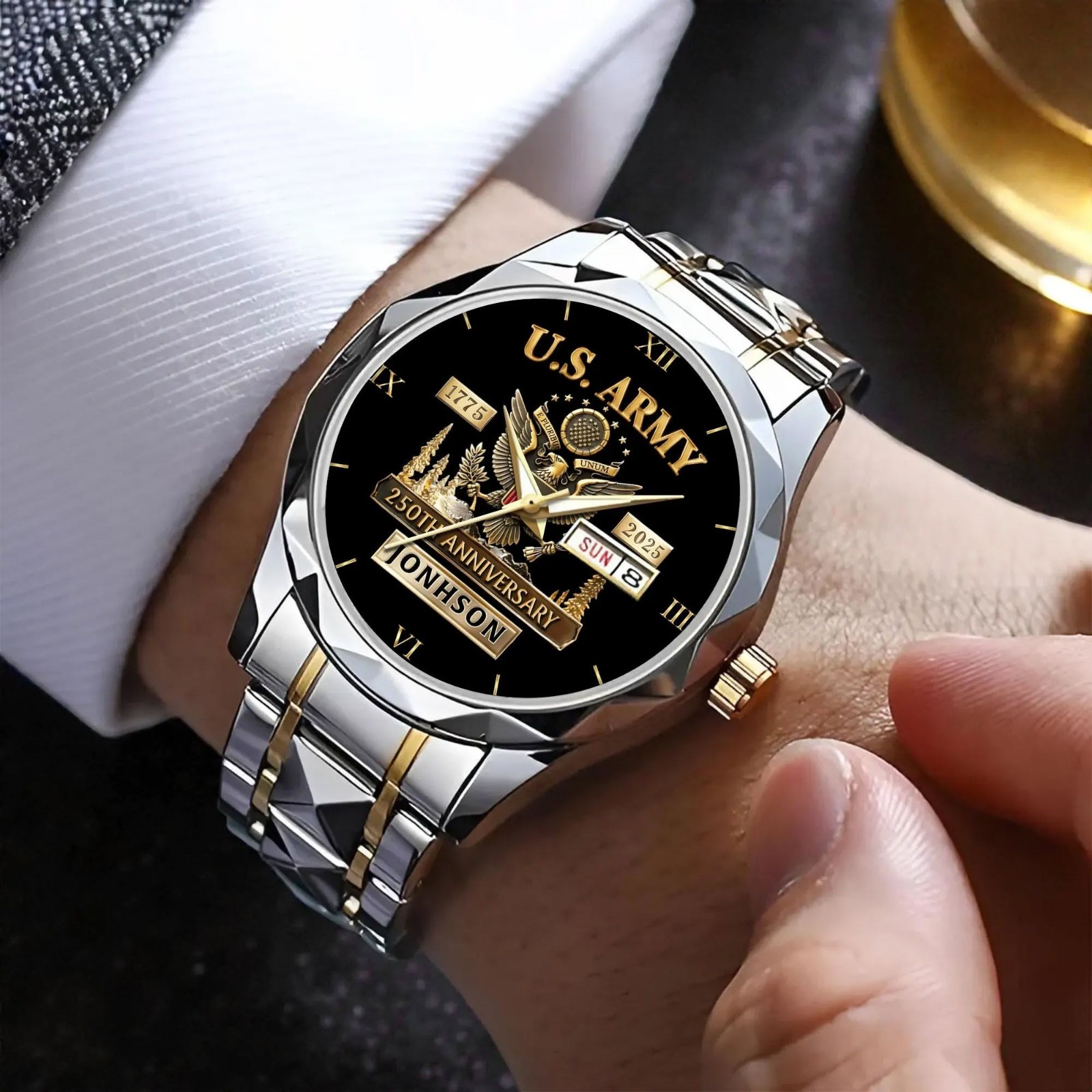 Personalized US Army 250th Anniversary Watch 1775-2025 Veteran Gift Custom Name!