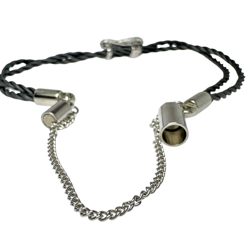 Magnet type diamond 0.20/0.27 ct bracelet K18WG white gold/black string 5.7g…