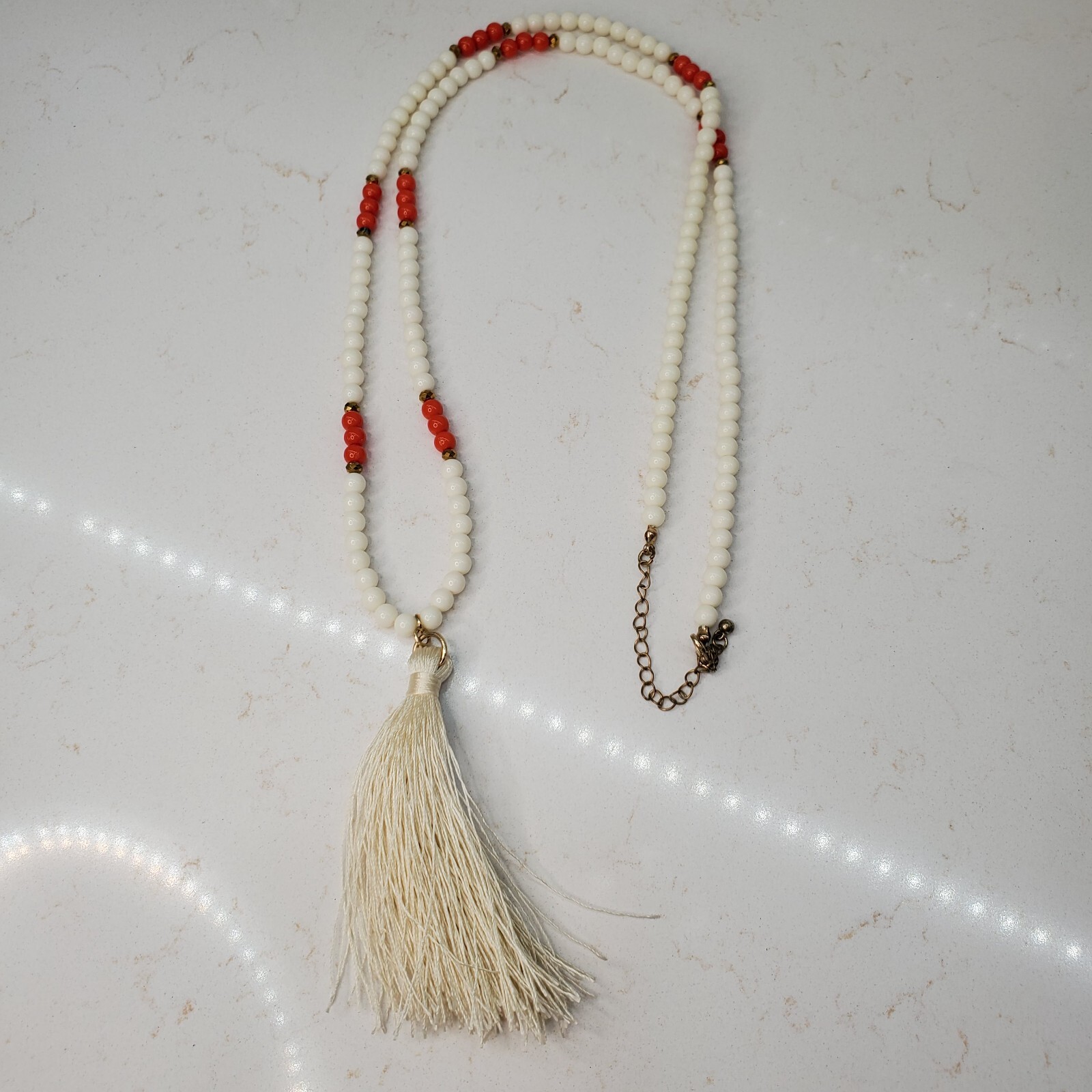 6 Beaded Tassel Necklaces – Wood & Faux Turquoise & Bone & Shell Multicolor Long