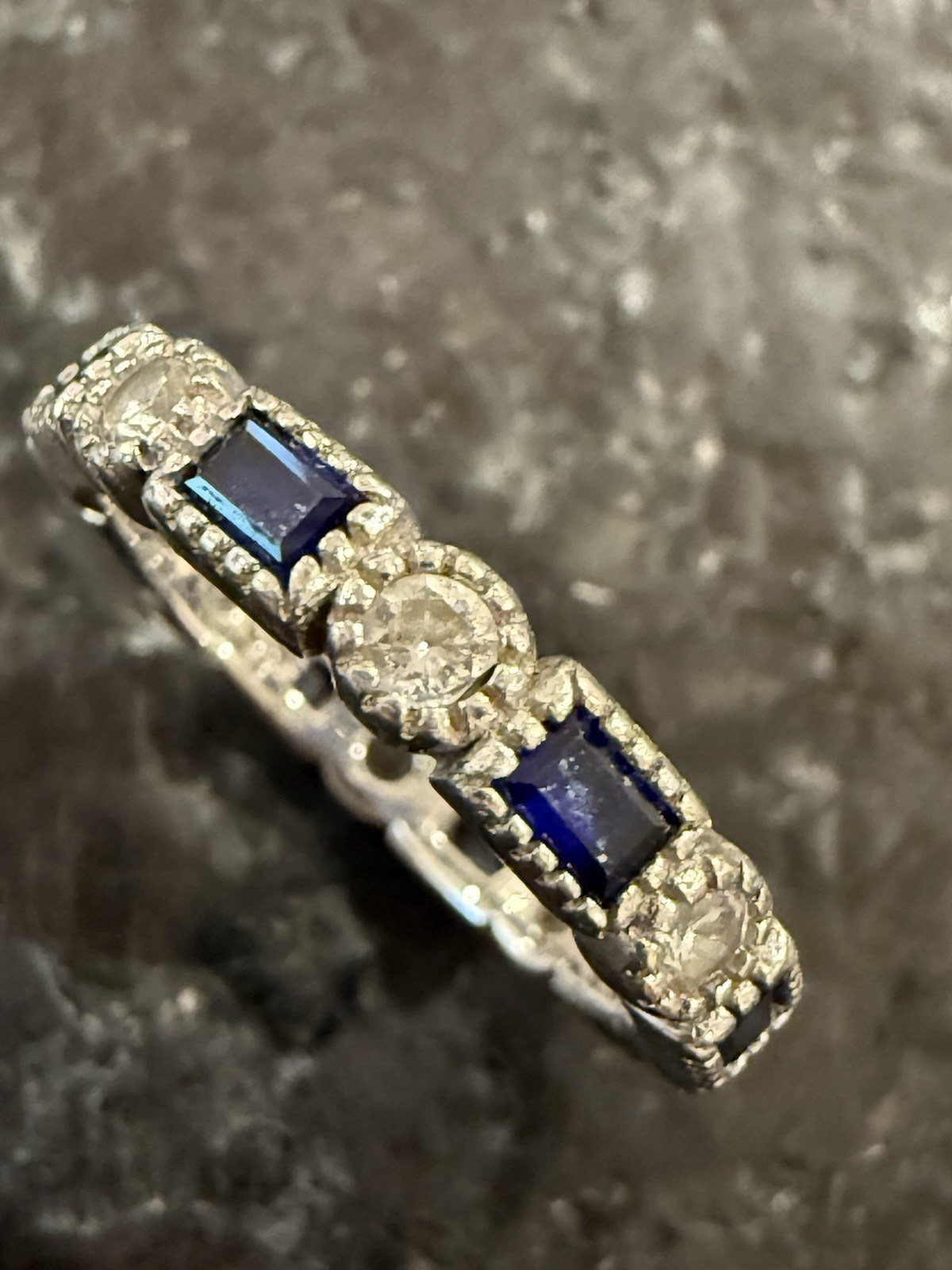 TWO ROSS SIMON STERLING SILVER ETERNITY BANDS; TOP GRADE CZ’S AND SAPPHIRES!