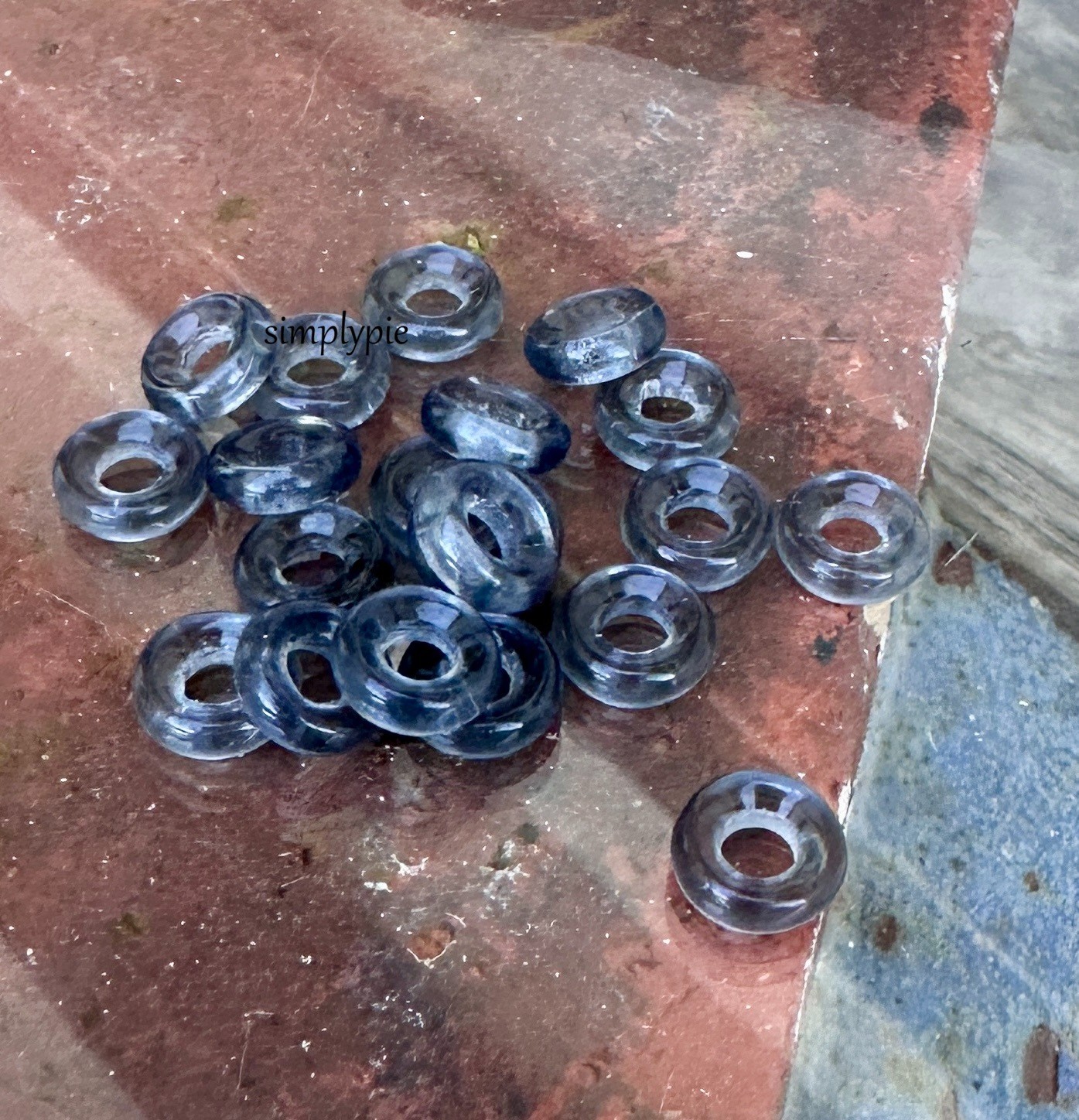 Gray Montana Donut Ring 9mm 20 Large Hole Rondelle Czech Glass Beads