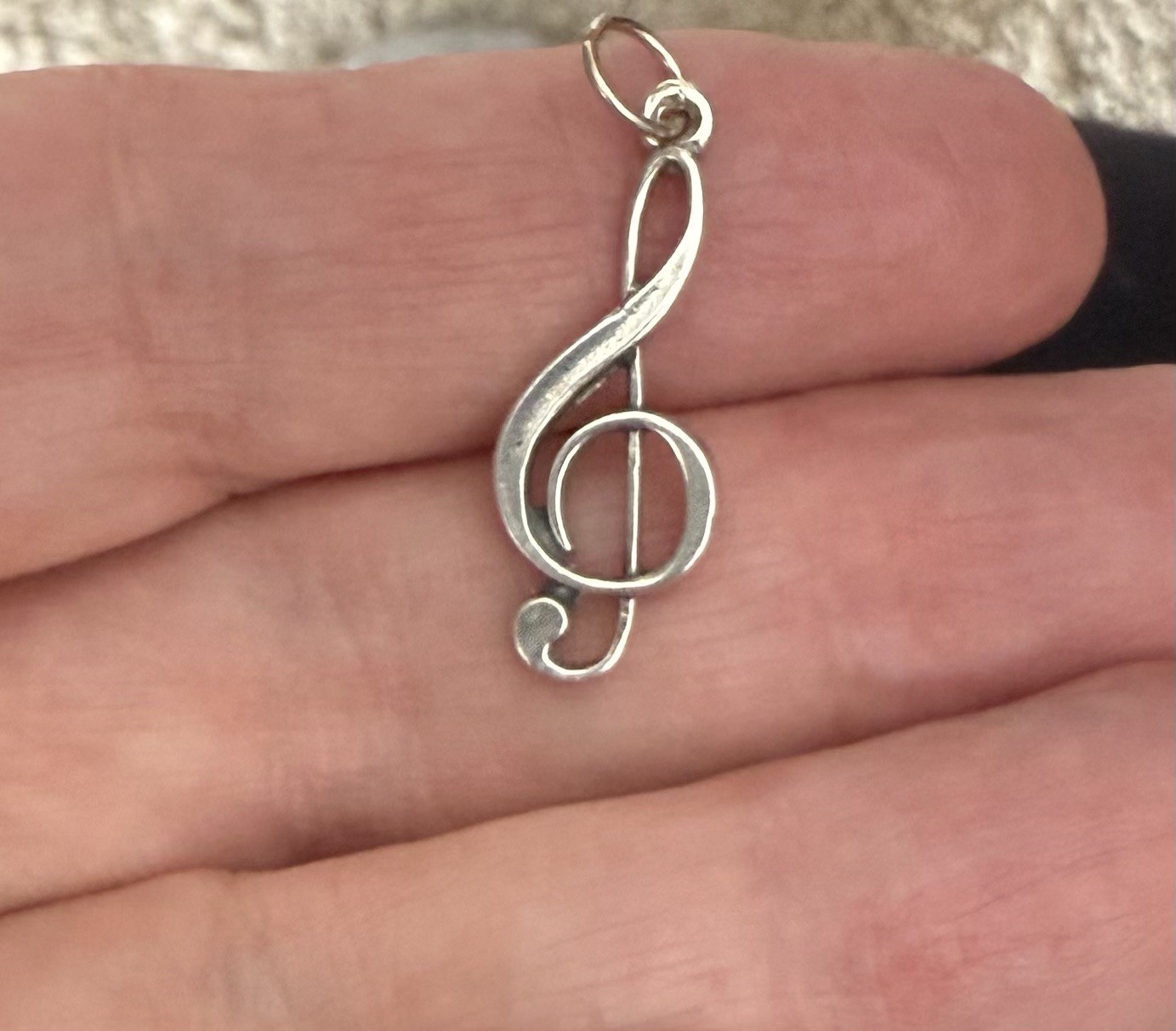 Vintage Sterling Silver Treble Clef Music Note Pendant Charm ( Old Stock)