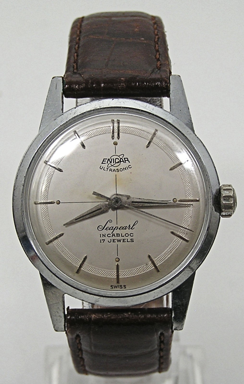 Stunning 1950/60’s Enicar Seapearl Ultrasonic Silver Men’s Watch 17J AR 1010