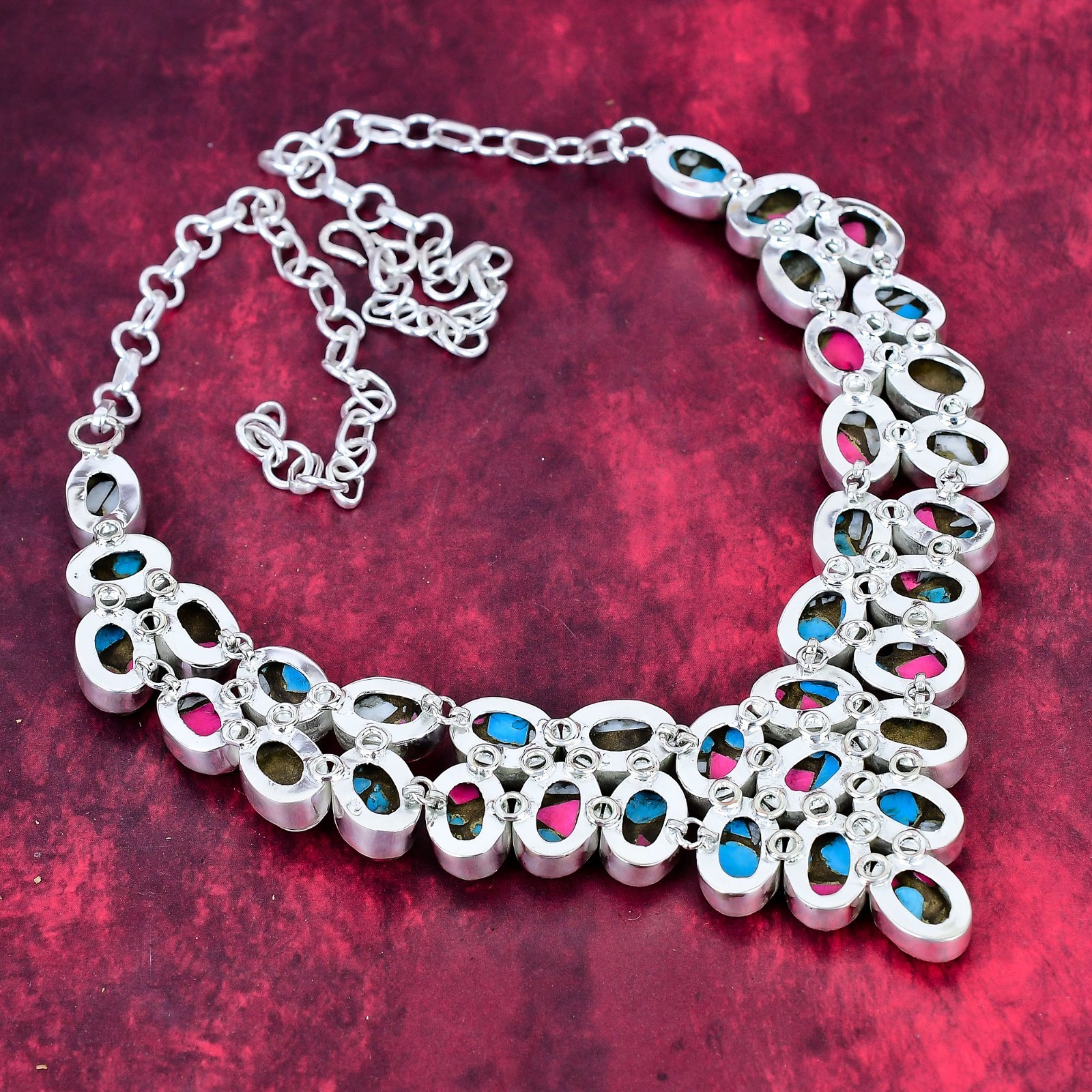 Cotton Candy Turquoise Gemstone Handmade Jewelry 925 Sterling Silver Necklace