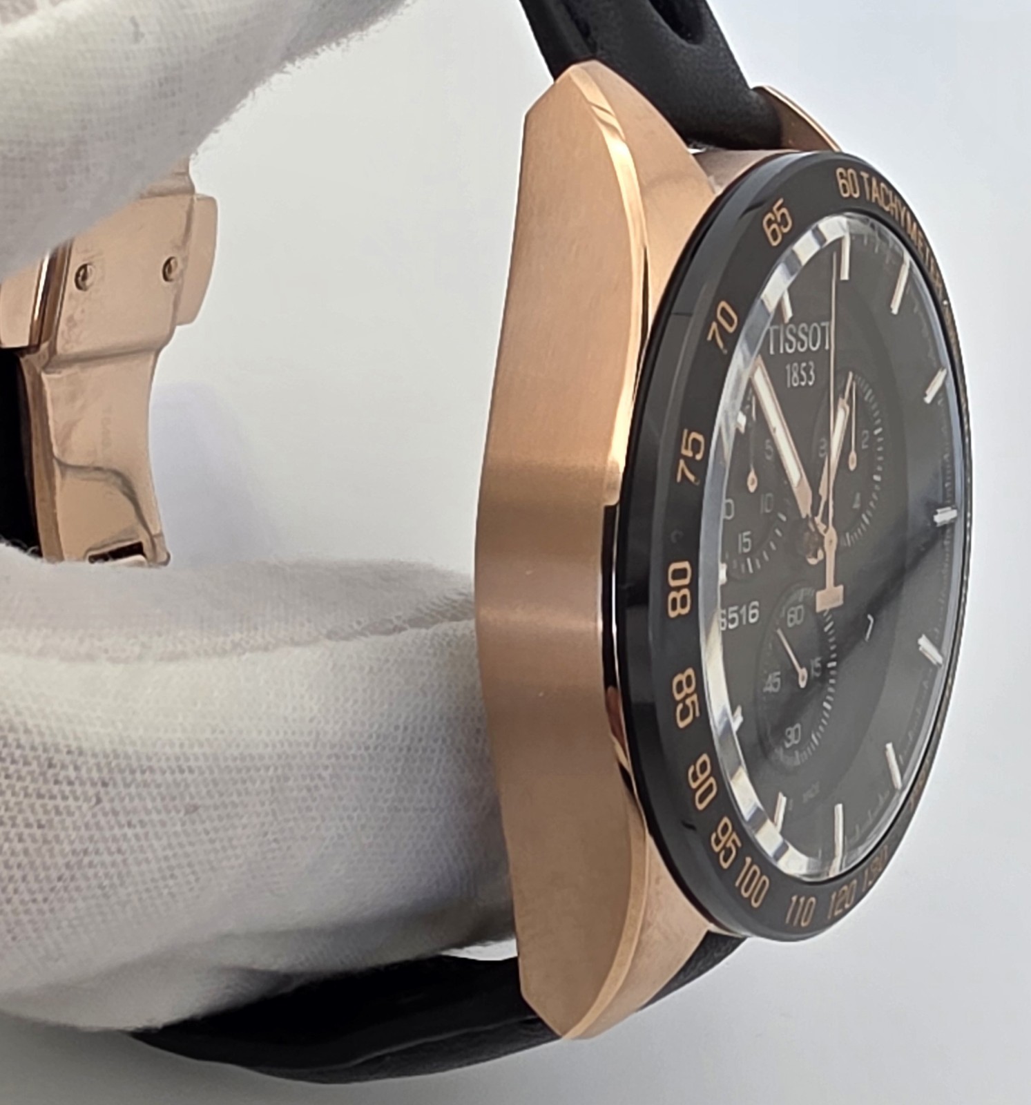 Tissot PRS 516 Chronograph Black Dial Rose Gold PVD Watch T100.417.36.051.00