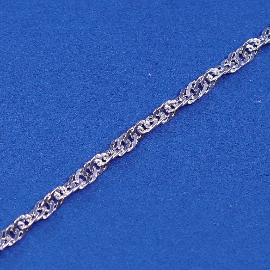 7″, 5mm, vtg Italy IBB Sterling silver handmade bracelet 925 twisted curb chain