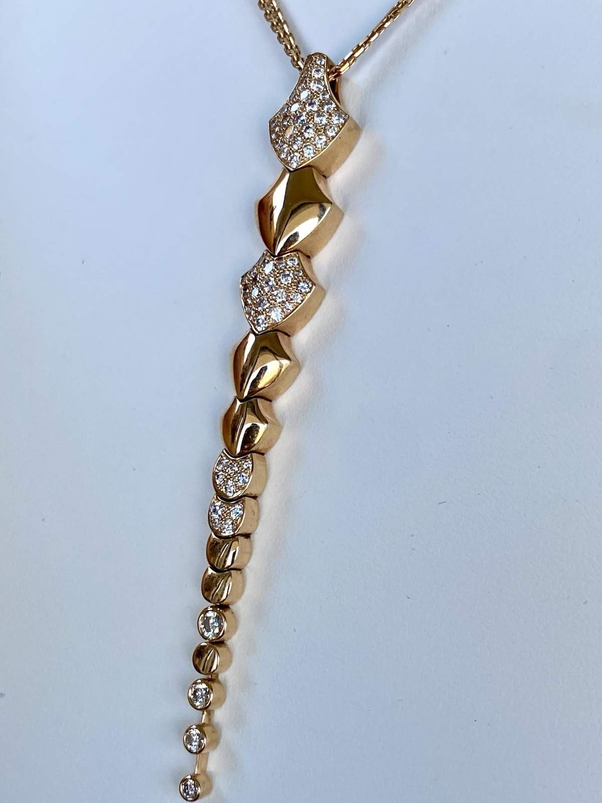 AKILLIS France 18K Rose Gold Diamond Python Necklace Extravagant $10K+ 4”