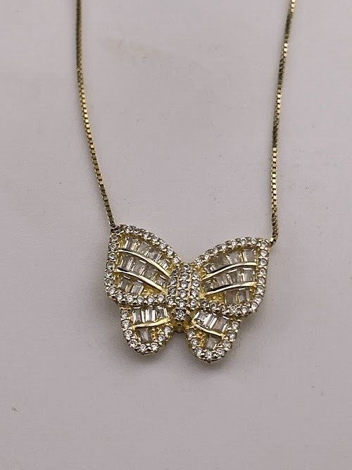 FUZION CREATIONS GOLD OVER 925 STERLING SILVER BUTTERFLY NECKLACE 20″ 2628