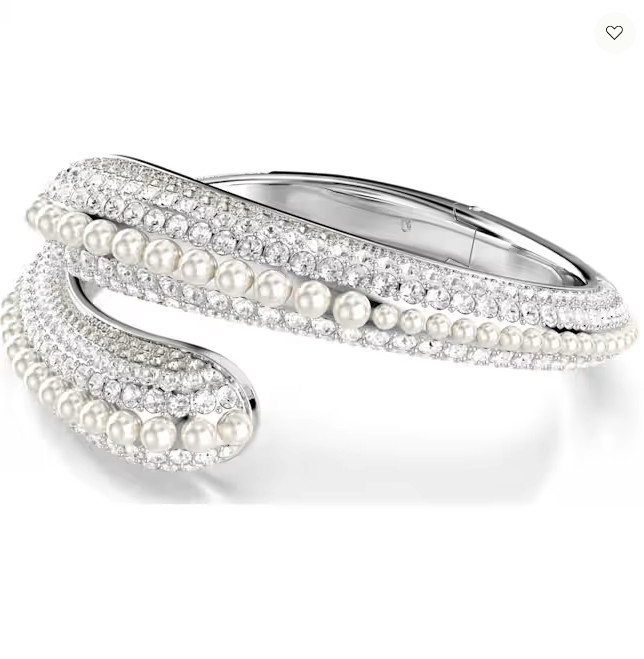Swarovski Sublima Cuff, Crystal Pearl, Round Cut, White, Swarovski 5700924