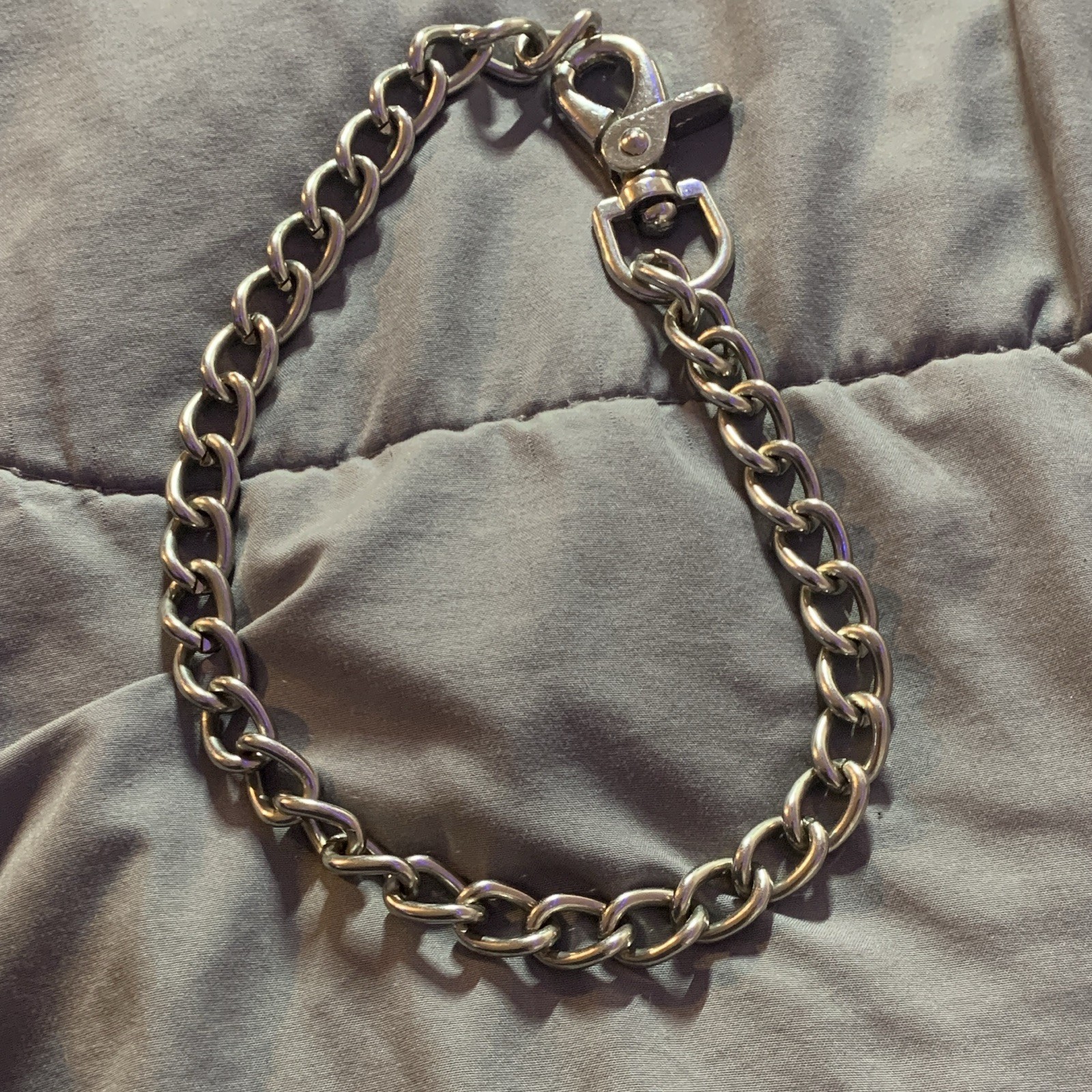 Silver Tone Metal Curb Chain Bracelet, Lobster Clasp Closure