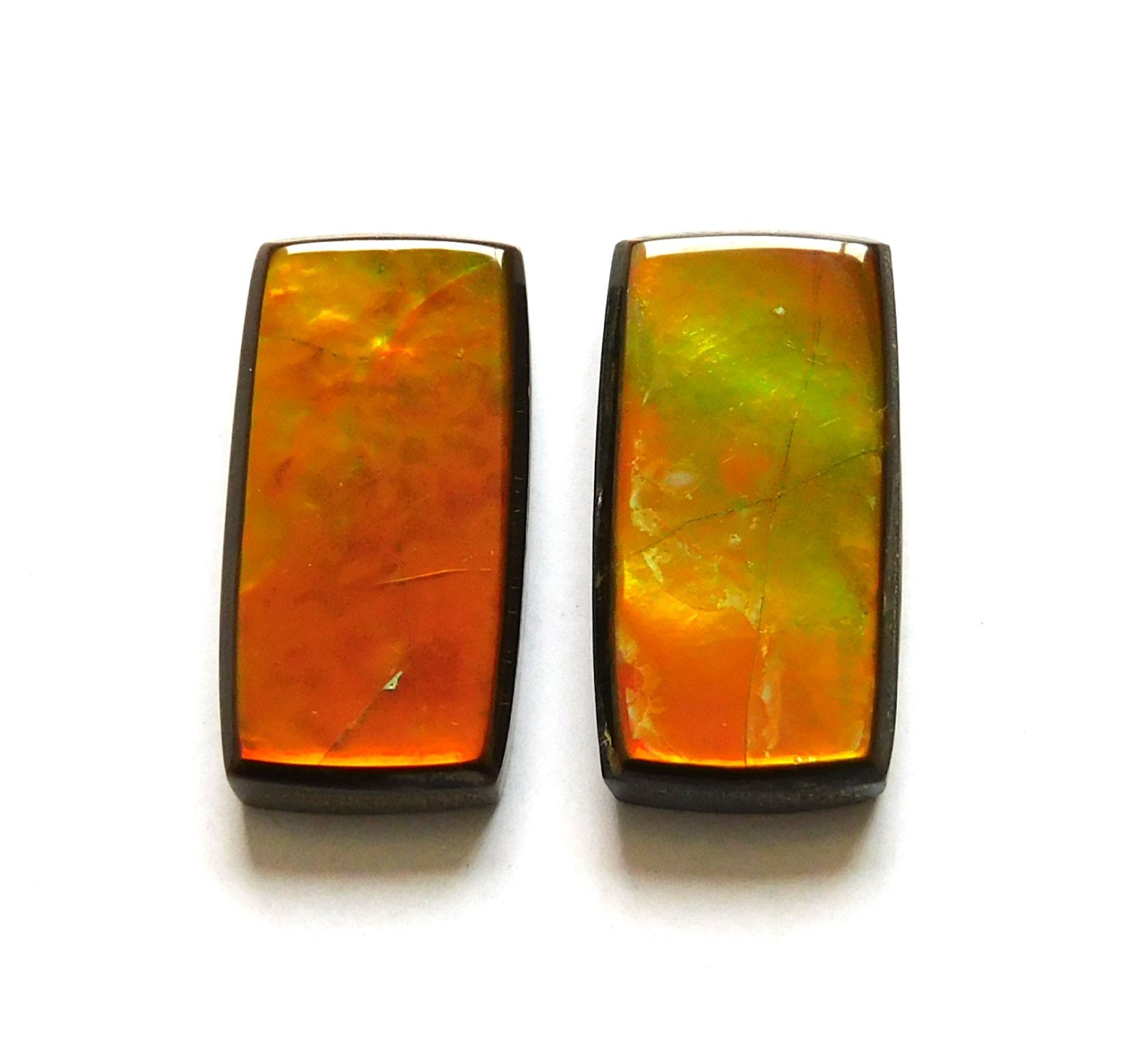 13.20 Cts Natural Ammolite (17mm X8.7 mm each) Loose Cabochon Match Pair PA20