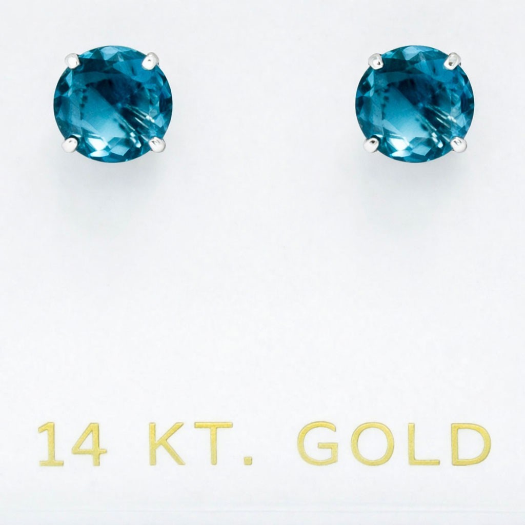 GENUINE 2.56 Cts BLUE ZIRCON EARRINGS 14k WHITE GOLD -Free Certificate Appraisal