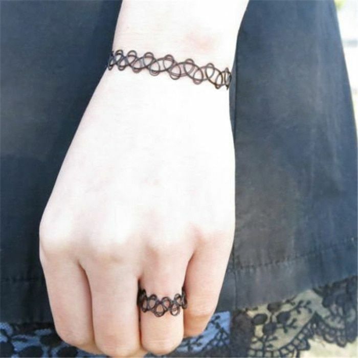 Elastic Vintage Gothic Collar Stretchable Choker Necklace Bracelet Women Jewelry