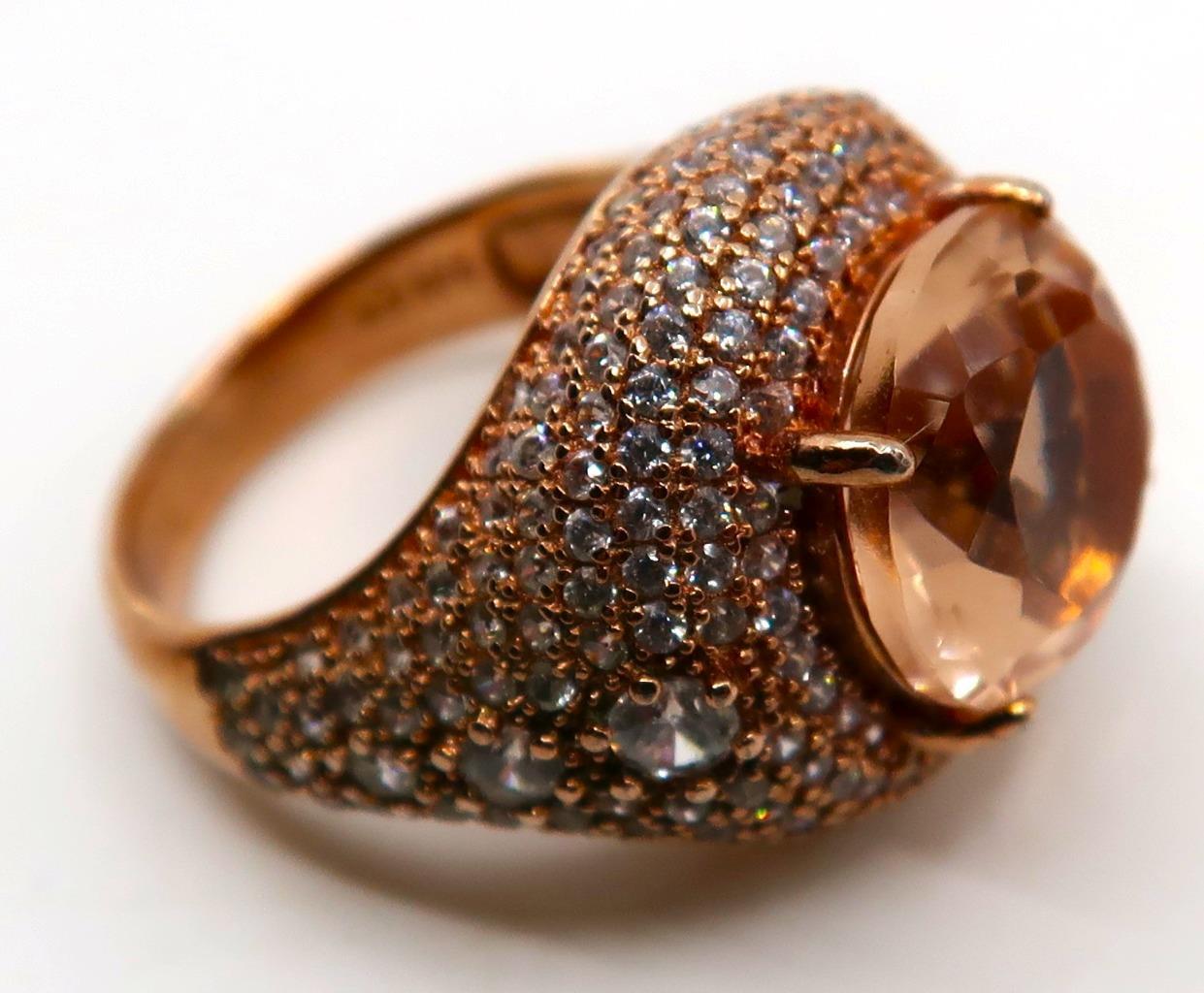 Fuzion Creation FZN Champagne CZ & Sterling Silver Statement Ring, Size 7 1/2