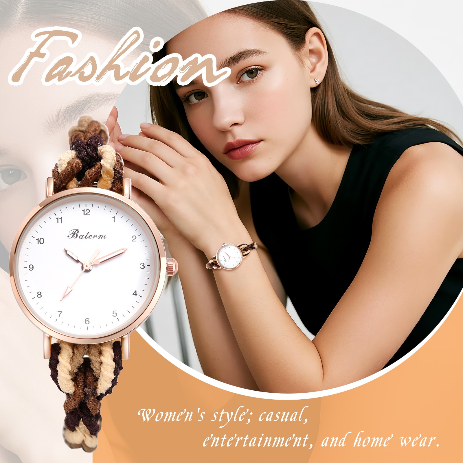 Women’s Girls Stretch Band Watches Elastic Weave Rope Analog Quartz Wrist Watch