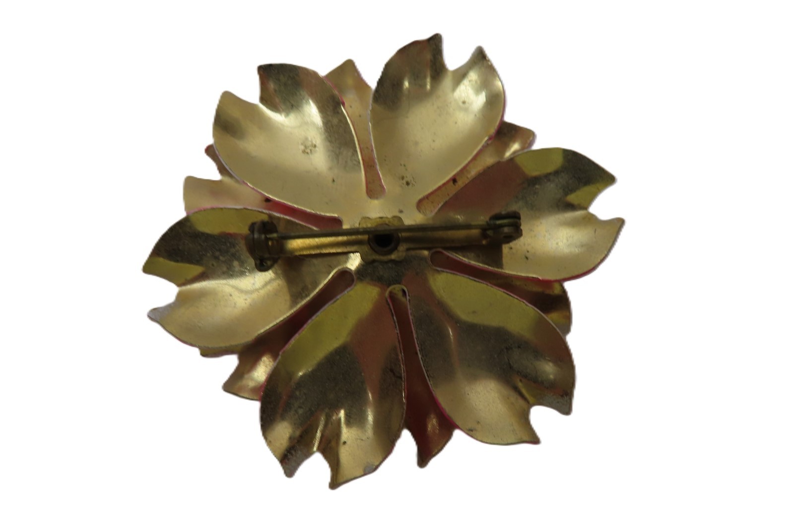 Light & Dark Pink Enamel Flower Pin Brooch Hippie Flower Power 60’s Mod Vintage