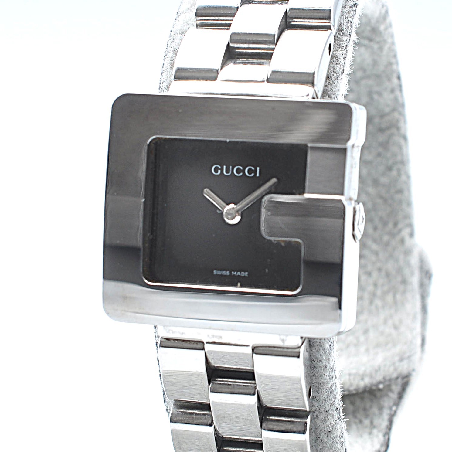GUCCI 3600L Bezel G Face Quartz Square Silver Watch Women Analog Auth w-1202